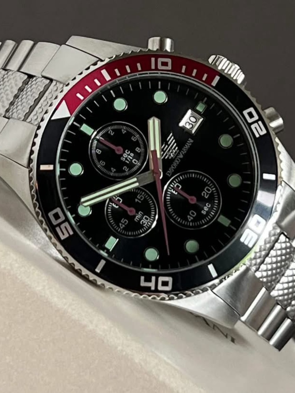 Emporio Armani Men’s Black Dial Stainless Steel Watch